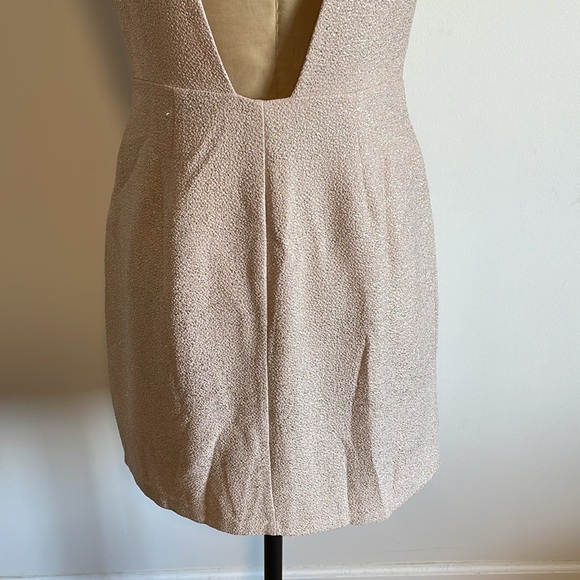F21 Pink Champagne Dress Medium Open Back Mini Metallic Sparkly NYE Wedding - Picture 9 of 16